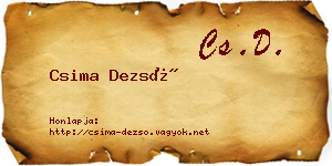 Csima Dezső névjegykártya